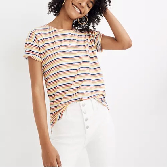 Madewell Tops - Madewell Rainbow Striped Whisper Cotton Tee